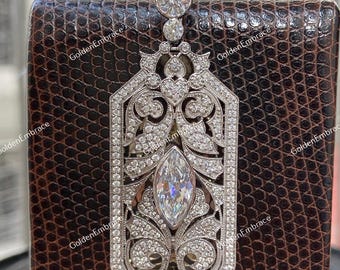 Circa 1910's Art Deco Pendant, Marquise Diamond Edwardian Pendant Necklace, Woman's Party Wear Pendant Necklace, Cocktail Vintage Pendant