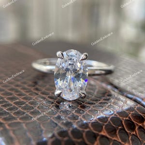 2.0CT Oval Moissanite Ring: Vintage Style Hidden Halo, 935 Argentium Silver