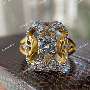 Edwardian Circa 1901-1915 Antiker Verlobungsring 2.00 Ct Rundschliff Diamant Art Deco Verlobungsring in 935 Argentium Silber, Nachlassring
