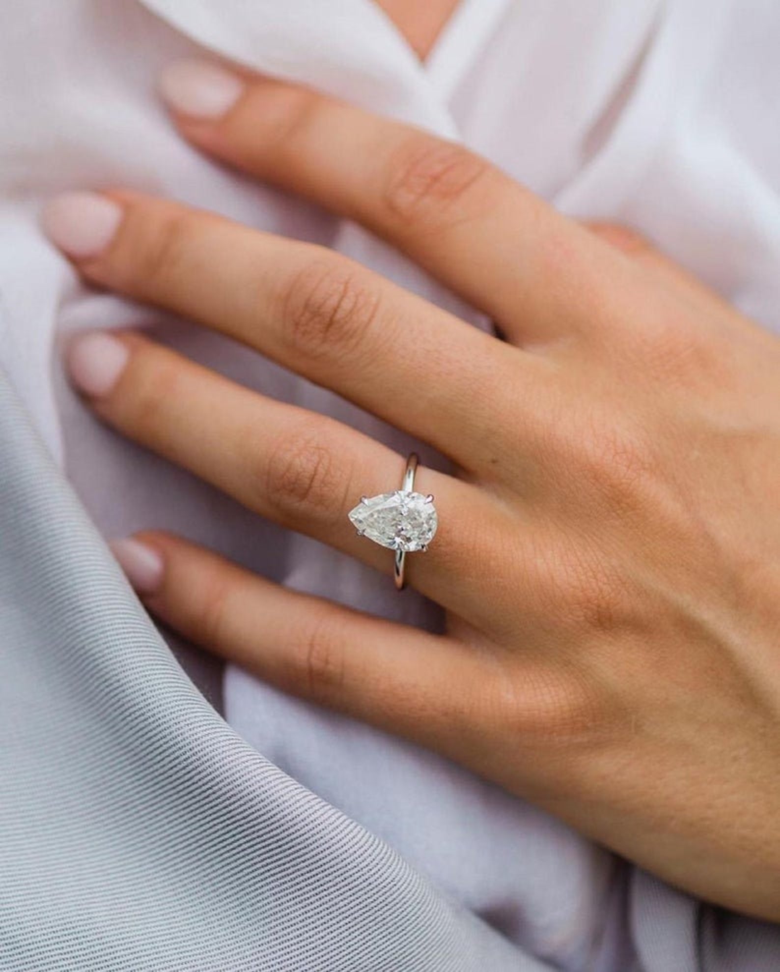 2CT Pear Solitaire Engagement Ring Pear Lab Diamond Wedding Etsy
