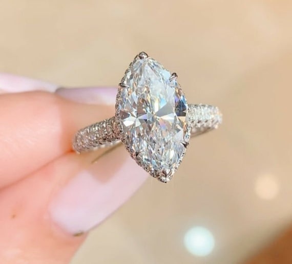 2.5 CT Marquise Cut Engagement Ring White Gold Plated Wedding Ring