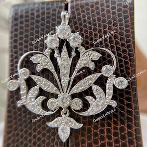 Art Deco Diamond Coated Pendant Necklace: 935 Argentium Silver, 3.30 Carats
