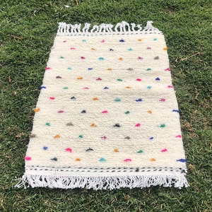 Moroccan Rug Small Beni Ourain Style -Small handwoven rug, bathroom rug, kitchen rug, bedroom rug, nursery rug, rag rug portuguese, boho rug