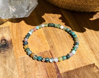 Indian Agate - Bracelet with small natural stones - gemstones - about 4 mm