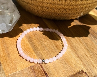 Rose quartz - Small natural stone bracelet - gemstones - approximately 4 mm