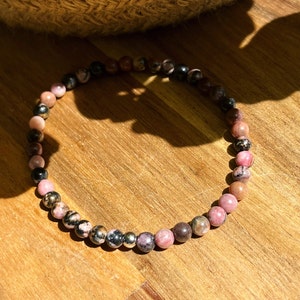 Rhodonite - Small natural stone bracelet - gemstones - approximately 4 mm