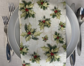 Christmas Cloth Napkins Set: Handmade Cotton Dinner Decor