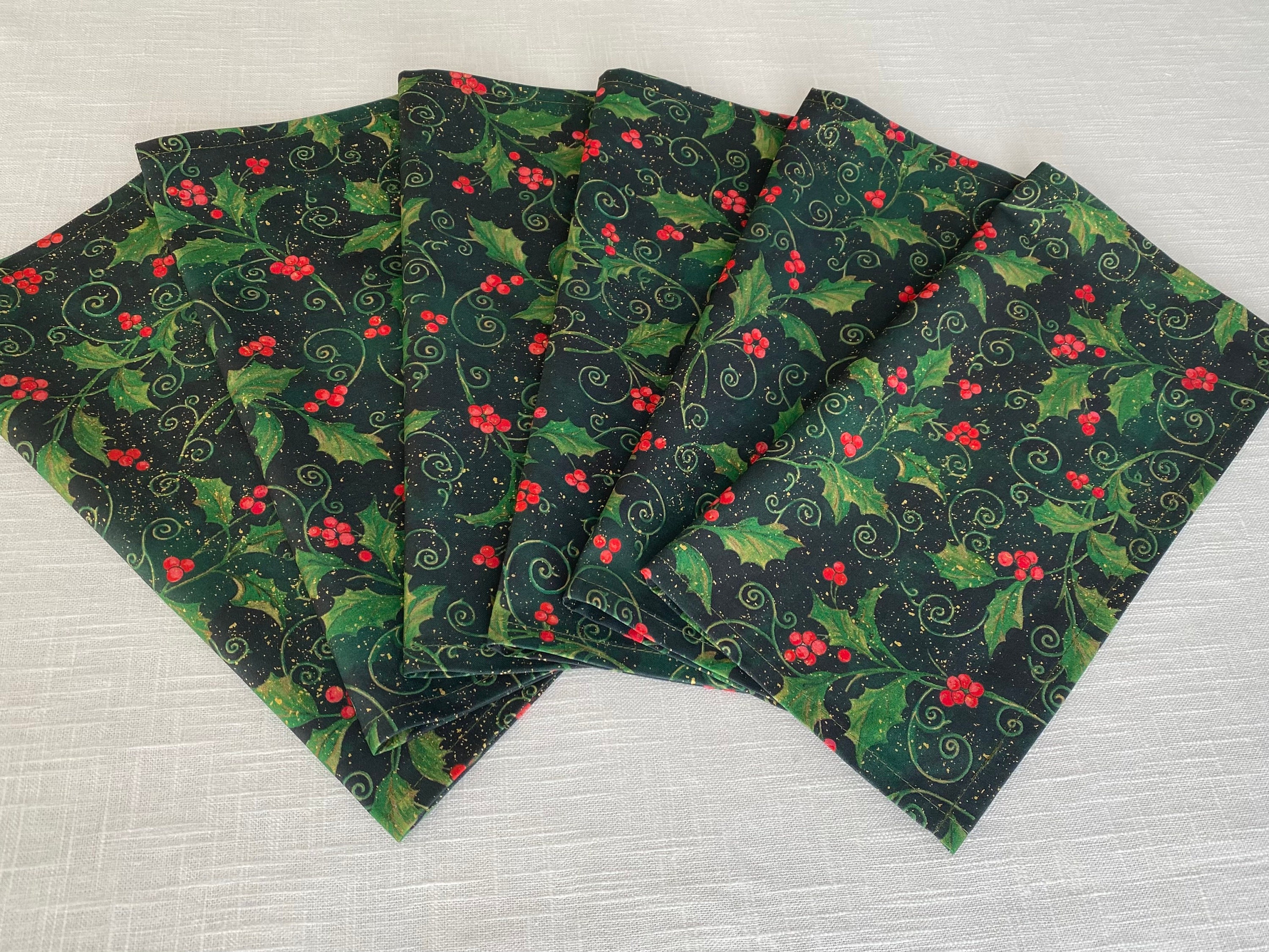6 Pieces Set Christmas Cloth Napkins, Cotton Napkins, Dinner Napkins, Christmas Decorations