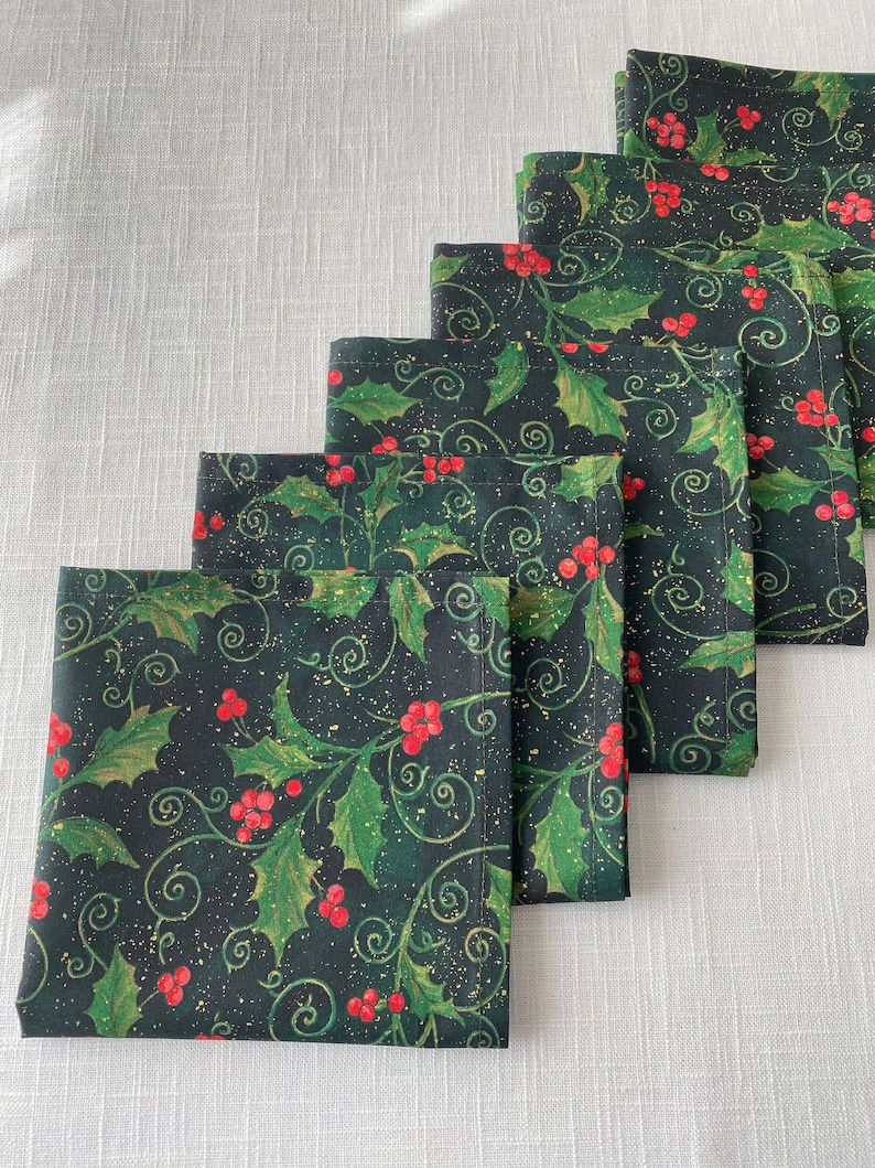 6 Pieces Set Christmas Cloth Napkins, Cotton Napkins, Dinner Napkins, Christmas Decorations
