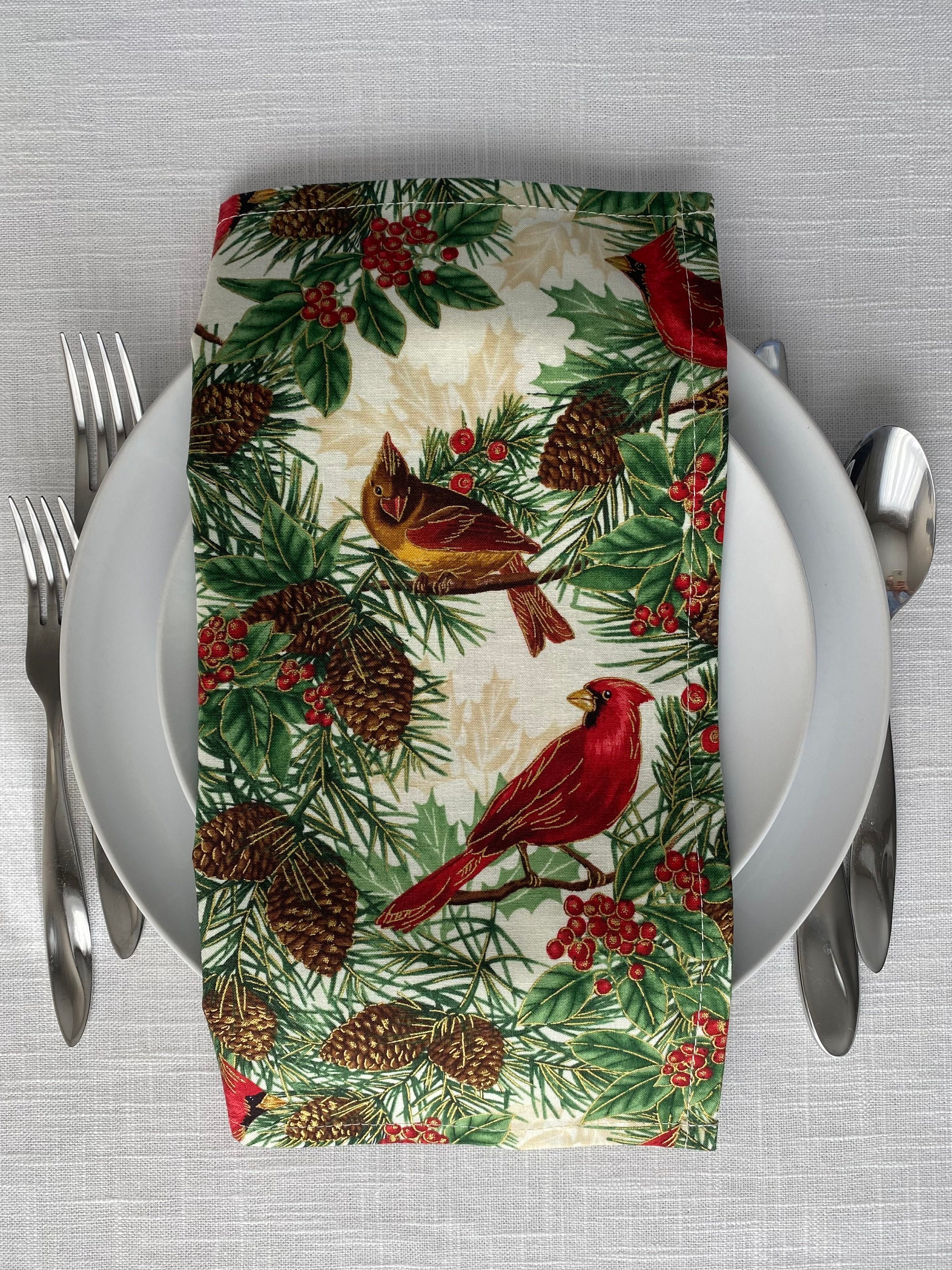 6 Pieces Set Christmas Cloth Napkins, Cotton Napkins, Dinner Napkins