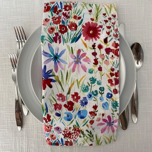 Floral Cotton Napkins, Set of 6: Spring Table Decor, Handmade