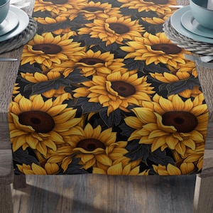 Bellissimo runner da tavolo con girasoli, decorazione autunnale per la tavola, decorazione autunnale per interni, decorazione per la tavola del Ringraziamento, regalo per la stagione autunnale