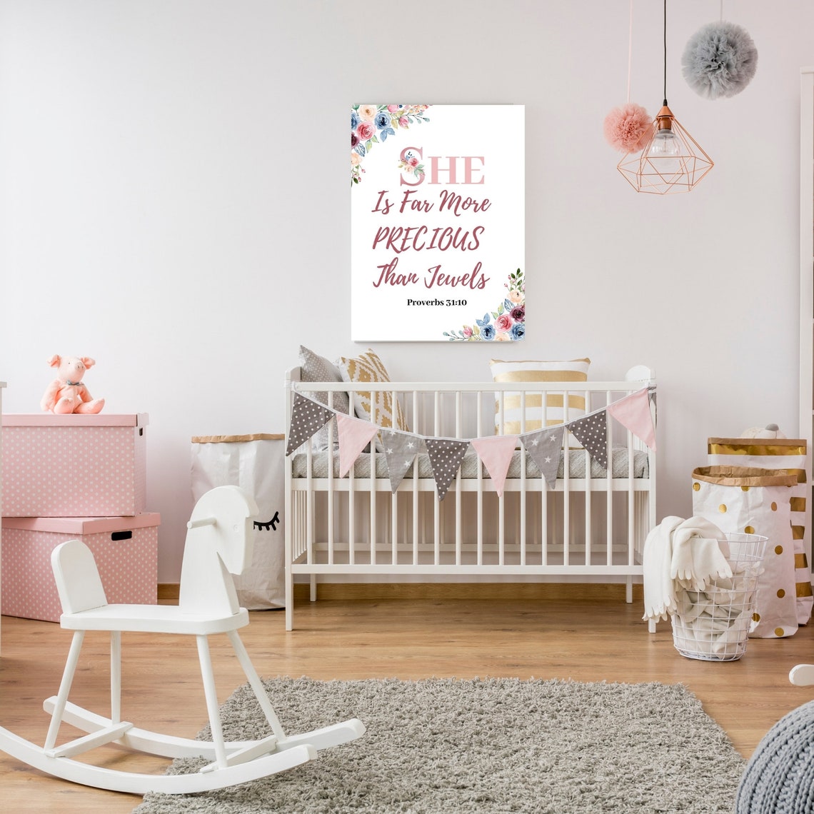 Nursery Bible Wall Art Baby Girl Christian Nursery Decor Etsy