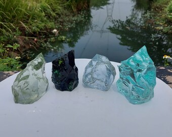 4 piezas // 1531 gr de cristal Andara en bruto, mezcla de colores monoatómicos para meditación