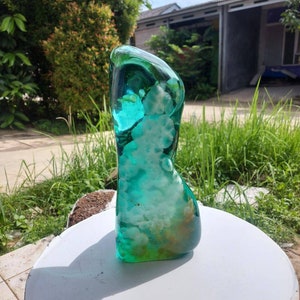 8,6 Kgs,,,, Andara green crystal turquoise ball fiber needle.