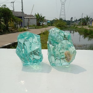 2 pcs//1600 grams of rough andara crystal Green Toscha with coral monatomic for healing