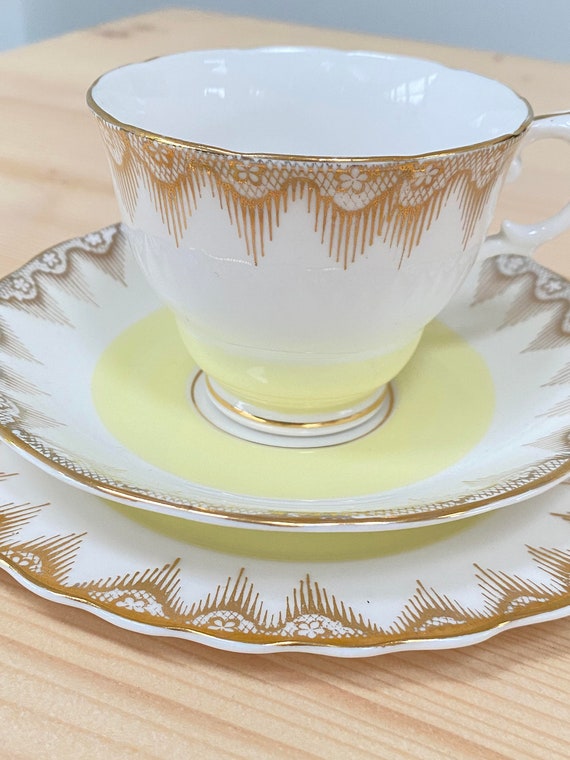Pretty Bone China Vintage Lemon Balfour Trio Etsy
