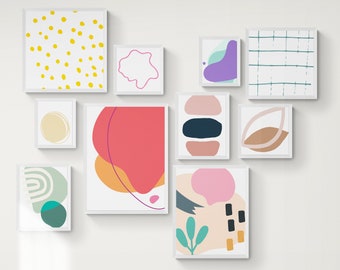 Artsy Prints, Abstract Gallery Wall Set, Modern Gallery Wall, Printable Wall Art, Colorful Abstract, Print Set Of 10, Minimalist Art, Pastel