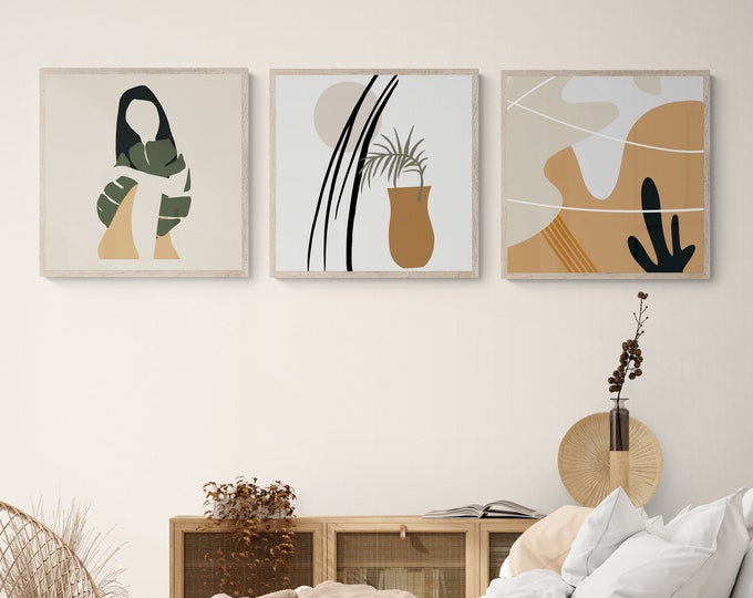 Abstract Boho Set Of 3 Prints