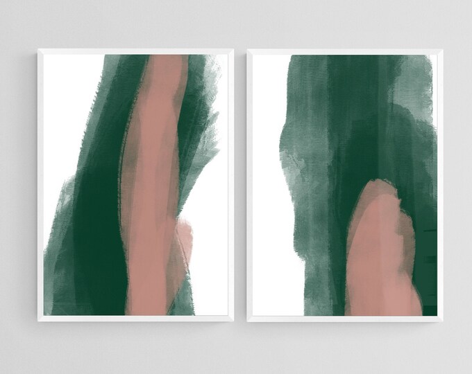 Green And Pink Abstract Prints