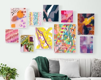 Colorful Gallery Wall Set, Colorful Abstract Art, Intuitive Painting, Printable Wall Art, Instant Download Art, Expressive Artwork
