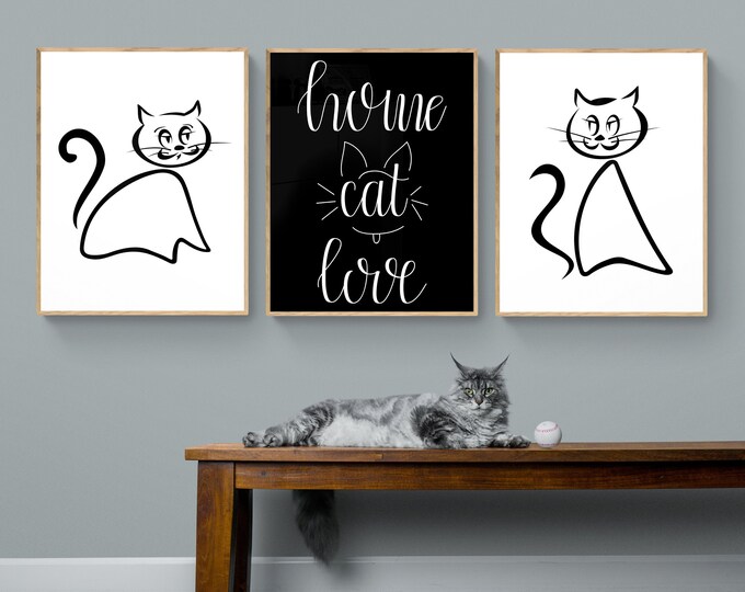 Black And White Cat Wall Art