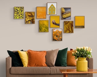 Mustard Wall Art, Mustard Yellow Gallery Wall Set, Boho Home Decor, Downloadable Prints, Living Room Prints, Mid Century Modern, Ochre