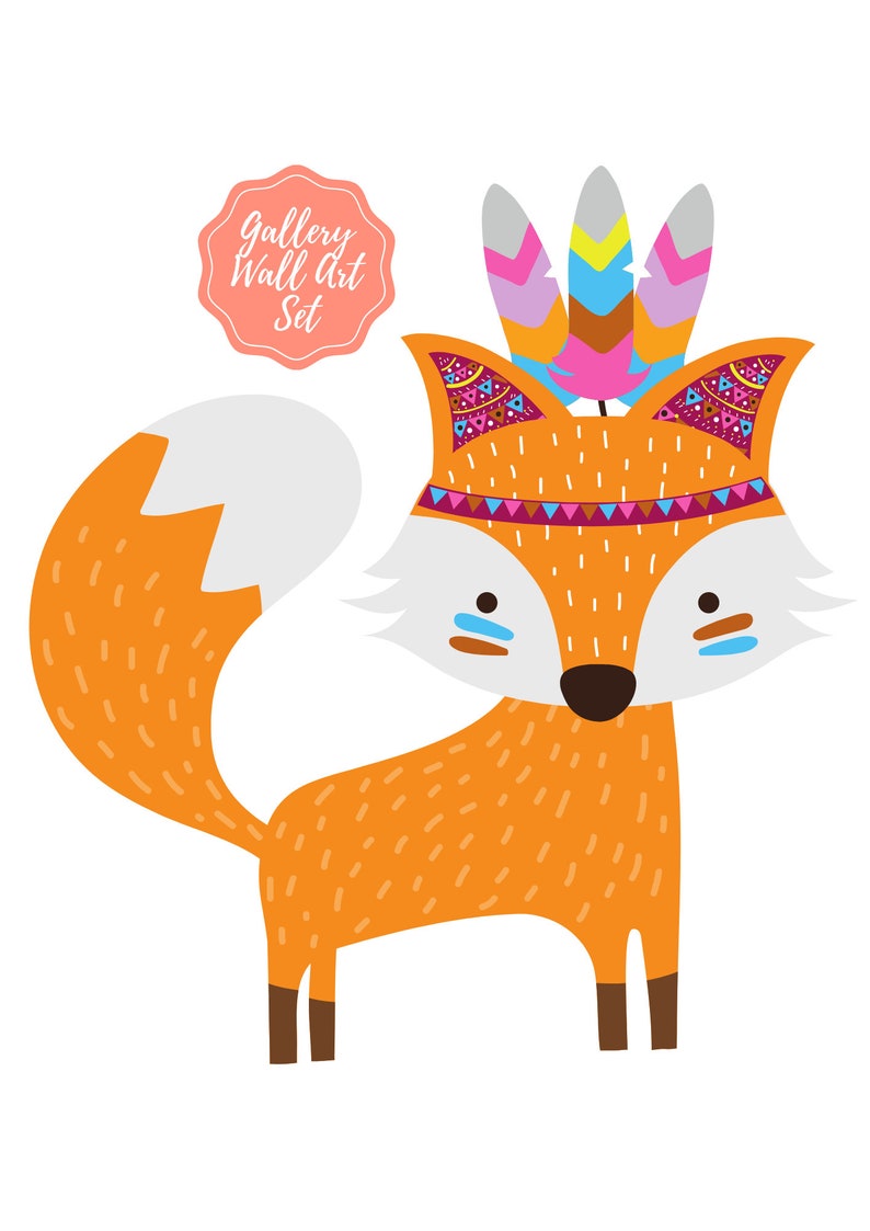 Boho Fox Nursery Decor Baby Fox Nursery Print Woodland Etsy