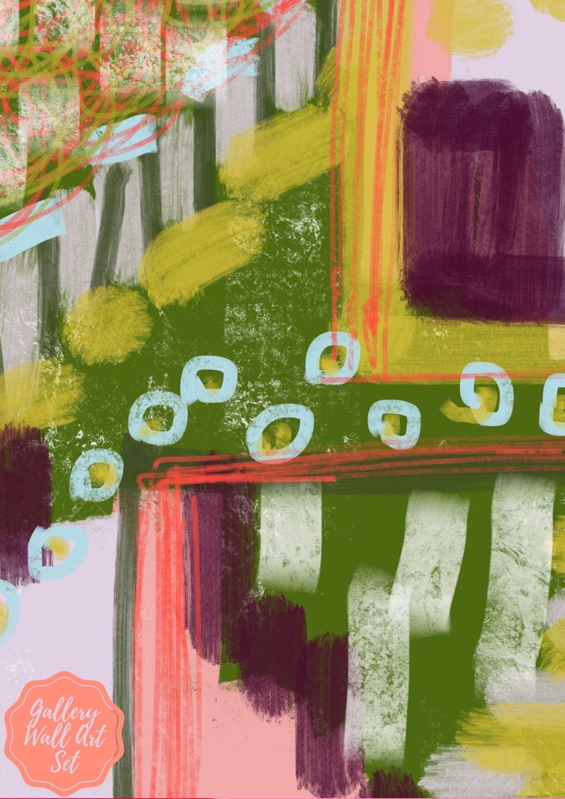 Colorful Gallery Wall Set Colorful Abstract Art Intuitive Etsy