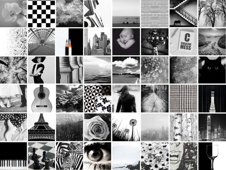Black and White Wall Collage Kit DIY Gallery Wall Minimalist - Etsy