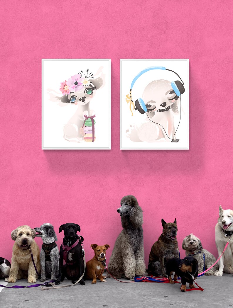 Puppy Nursery Decor Cute Puppy Wall Art Girl Nursery Prints Etsy