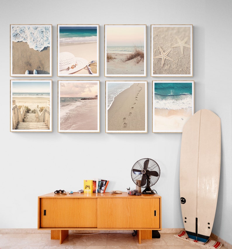 Beach Gallery Wall Ocean Wall Art Beach House Decor Boho Etsy