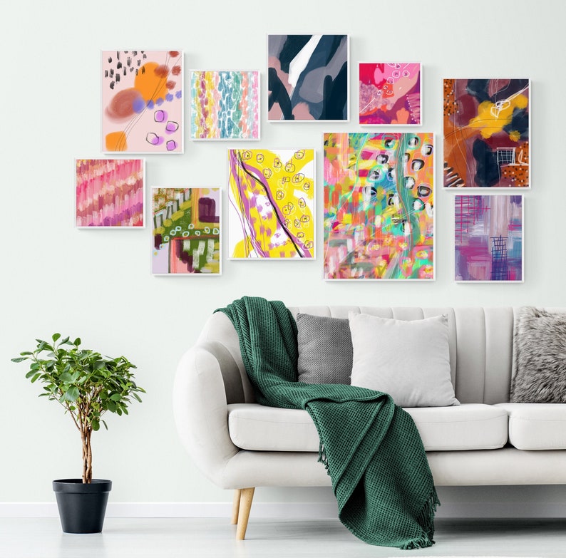 Colorful Gallery Wall Set Colorful Abstract Art Intuitive Etsy