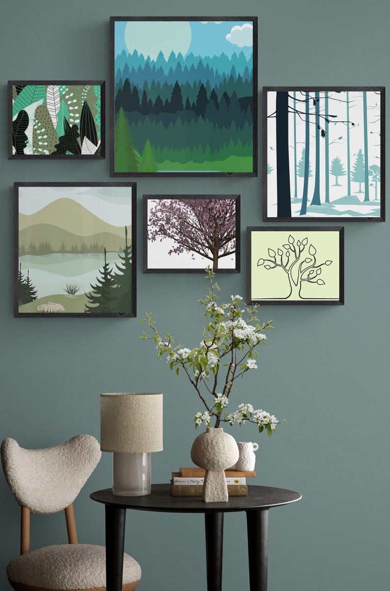 Forest Gallery Wall, Forest Print Set, Pine Forest Wall Art, Nature Art ...