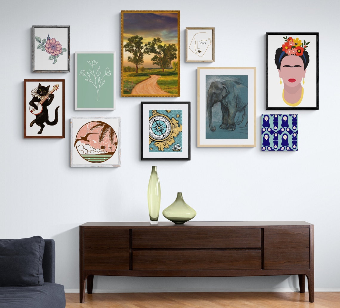 Modern Eclectic Prints Gallery Wall Set Vintage Eclectic Art Etsy Canada