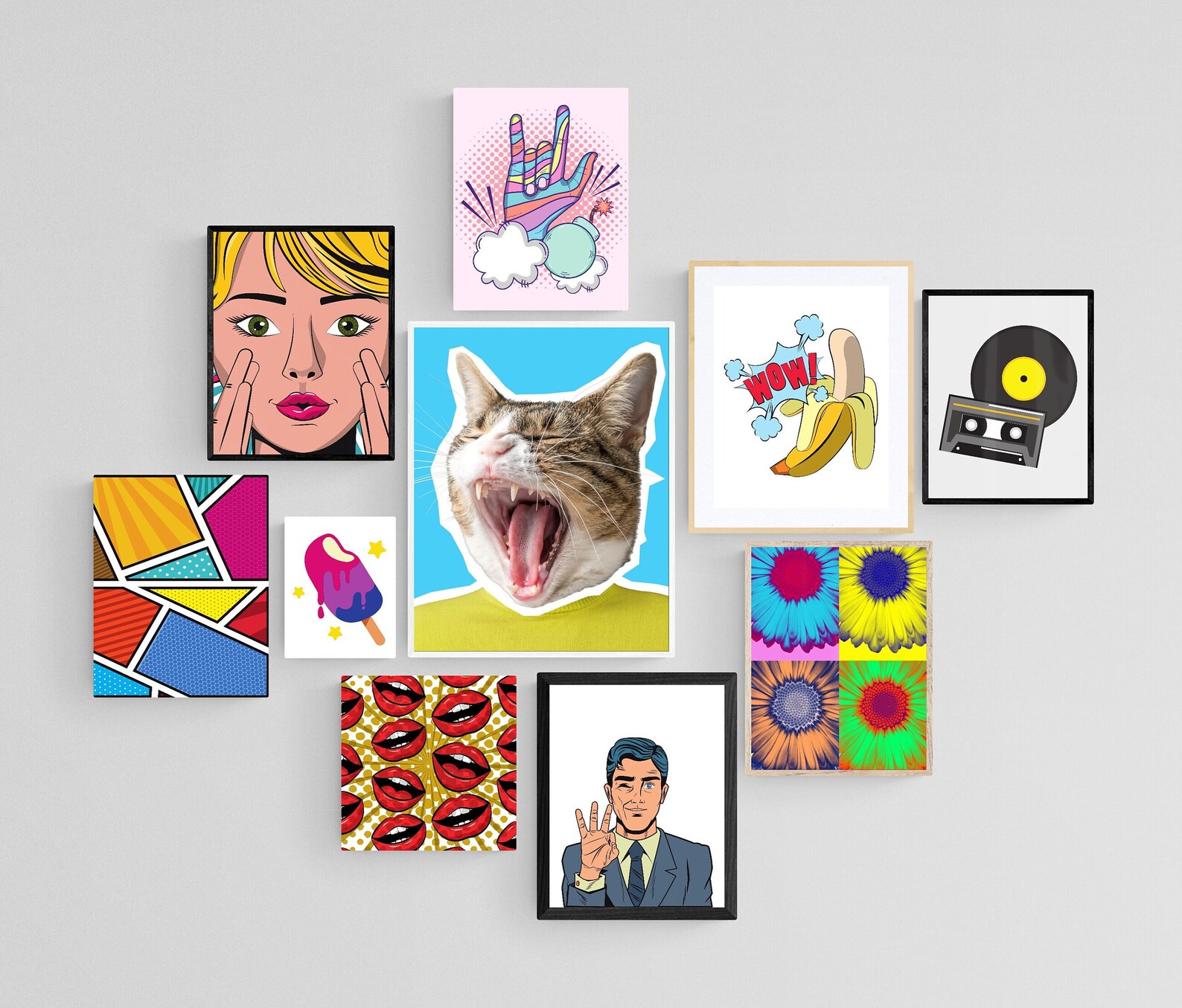 Pop Art Gallery Wall Modern Digital Download Wall Art Bright Etsy