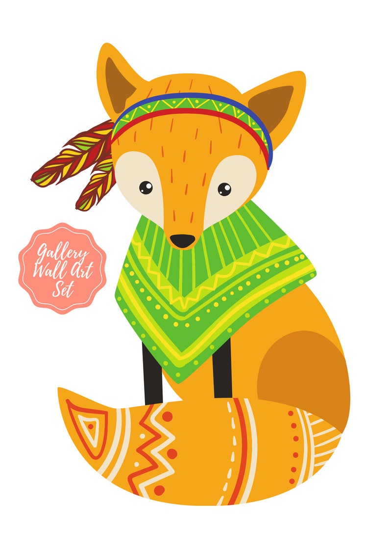 Boho Fox Nursery Decor Baby Fox Nursery Print Woodland Etsy