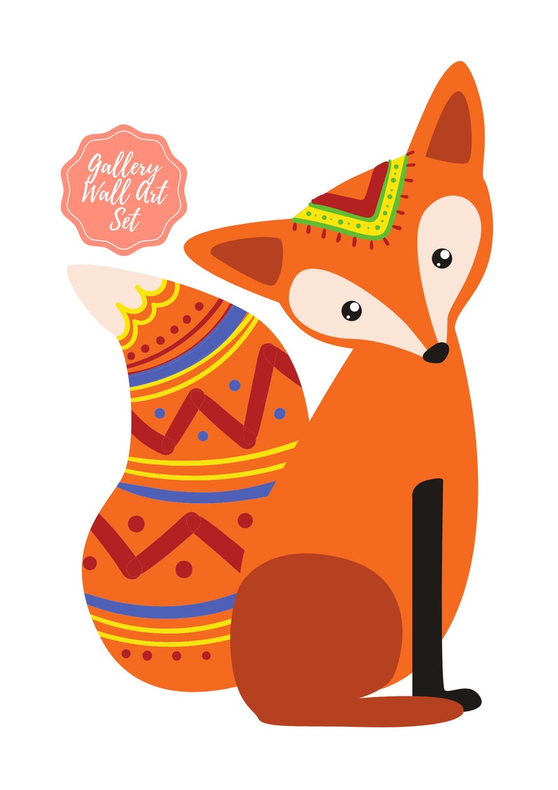 Boho Fox Nursery Decor Baby Fox Nursery Print Woodland Etsy