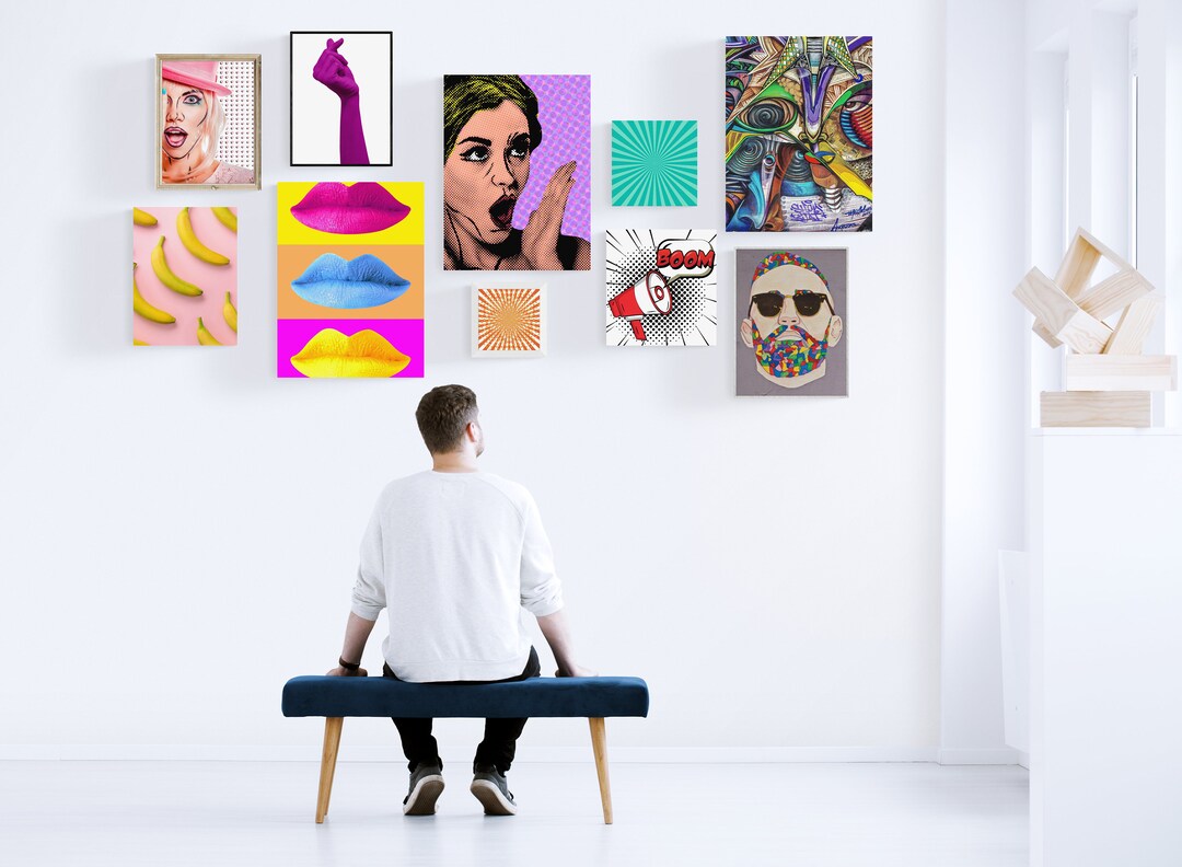 Pop Art Gallery Wall Set Colorful Wall Art Set Contemporary Etsy