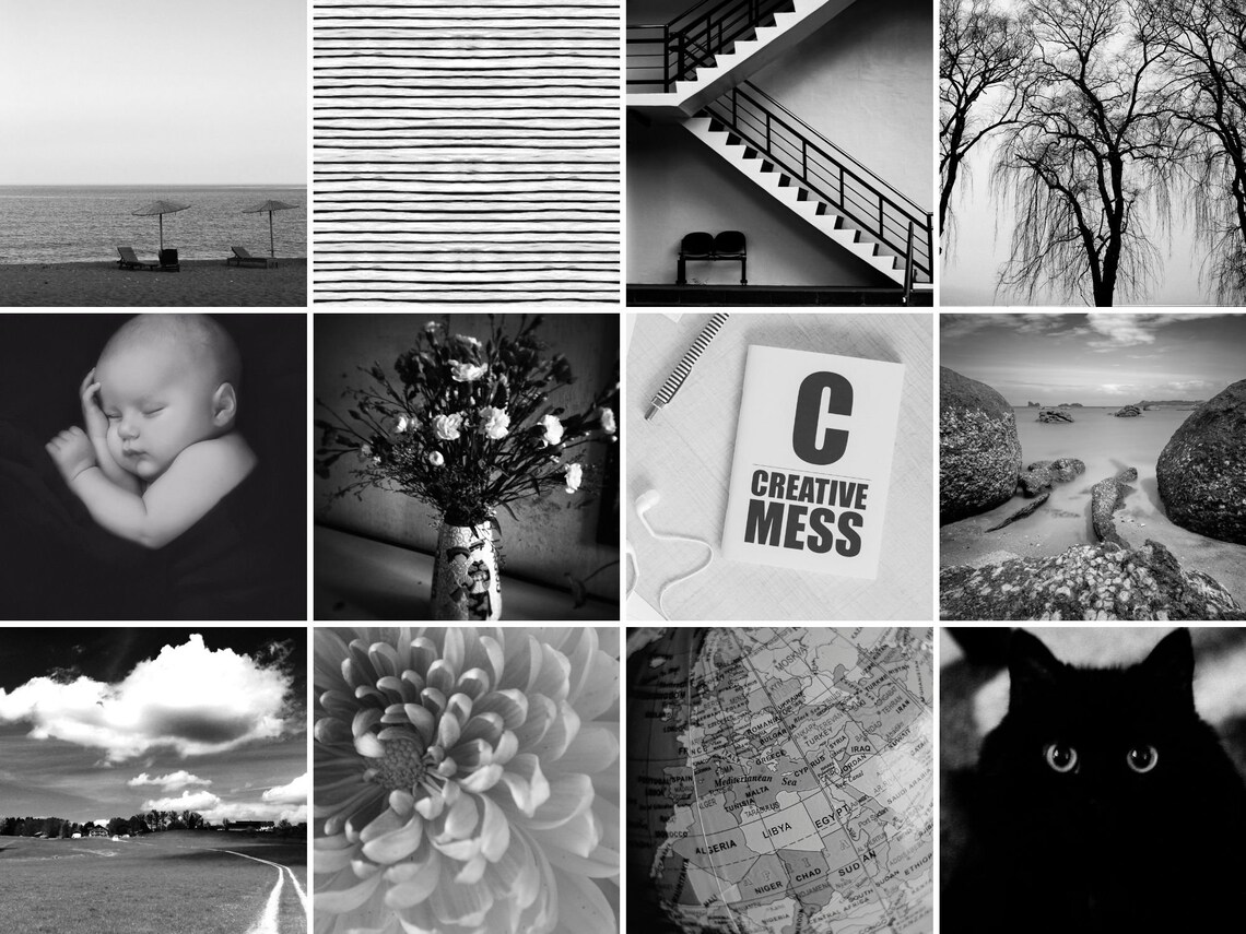 Black and White Wall Collage Kit DIY Gallery Wall Minimalist Etsy