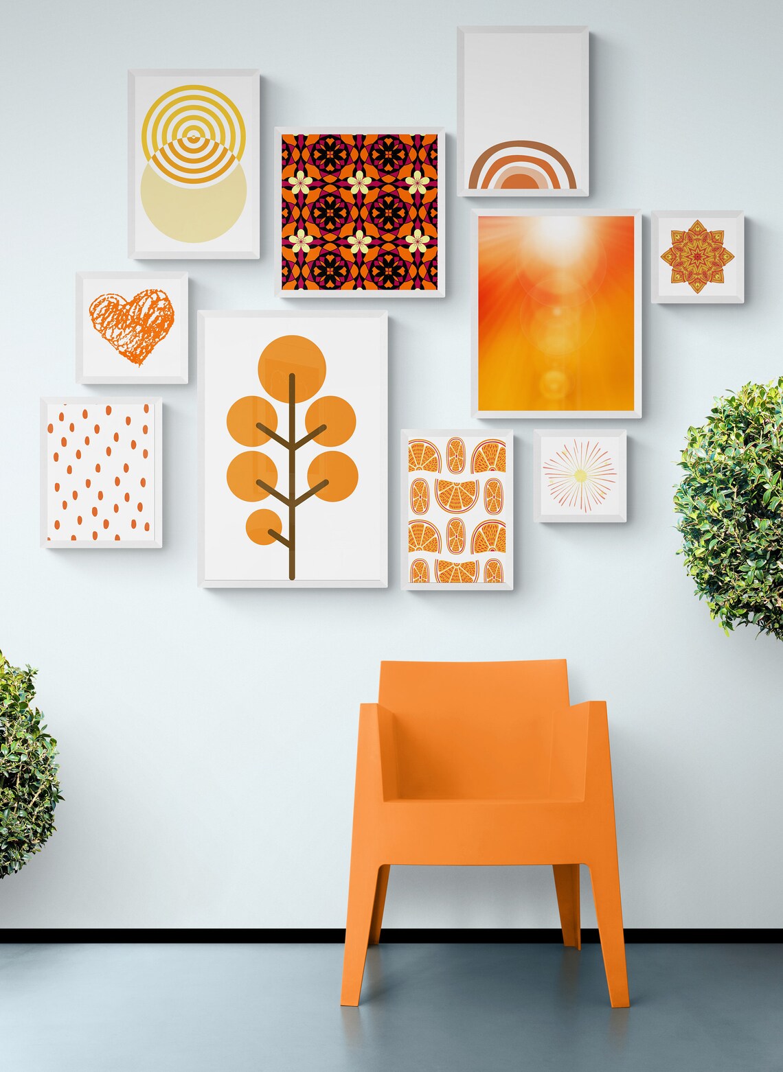 Orange Gallery Wall Orange Wall Art Printable Wall Art Set - Etsy