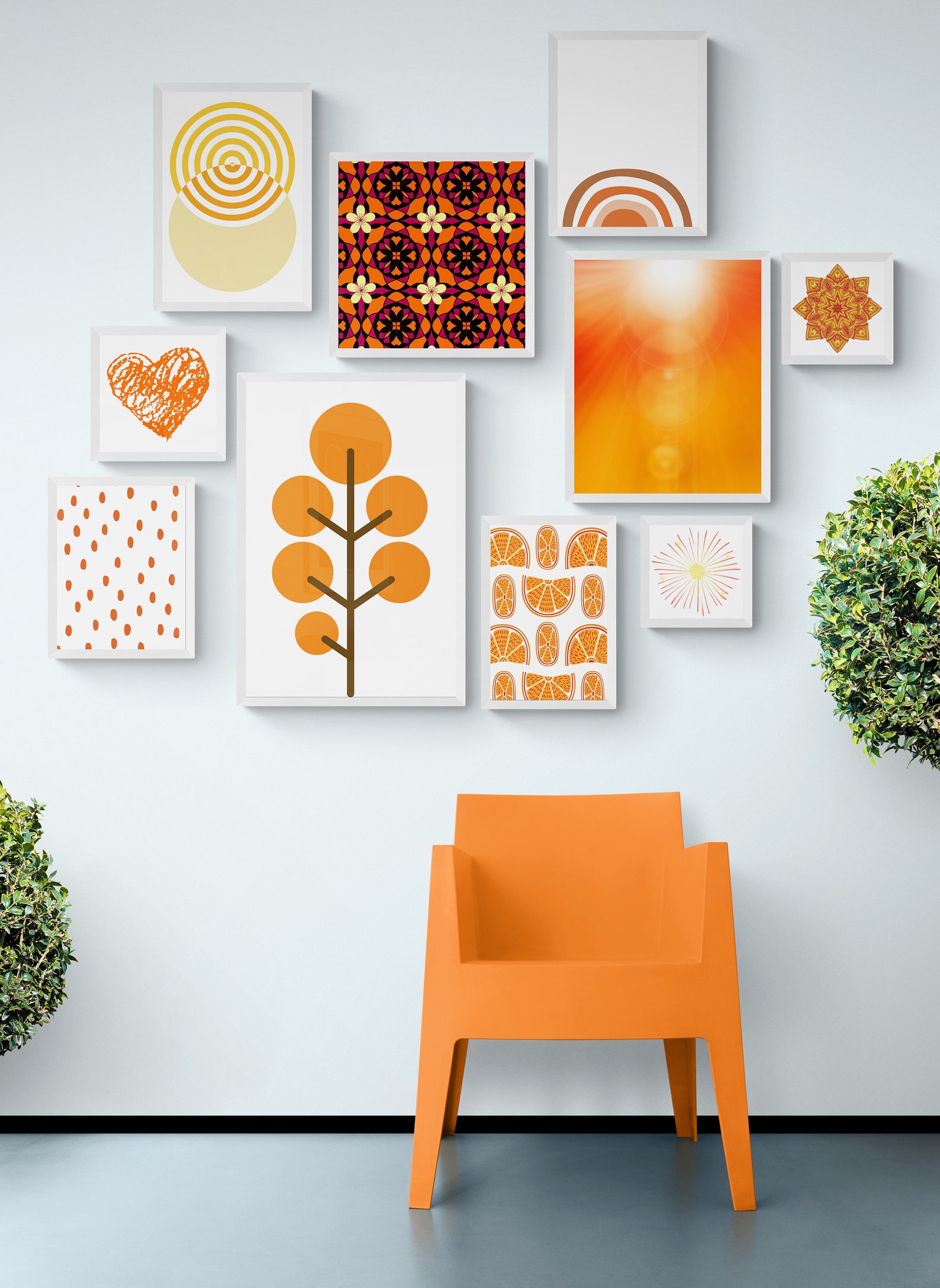 Orange Gallery Wall Orange Wall Art Printable Wall Art Set - Etsy