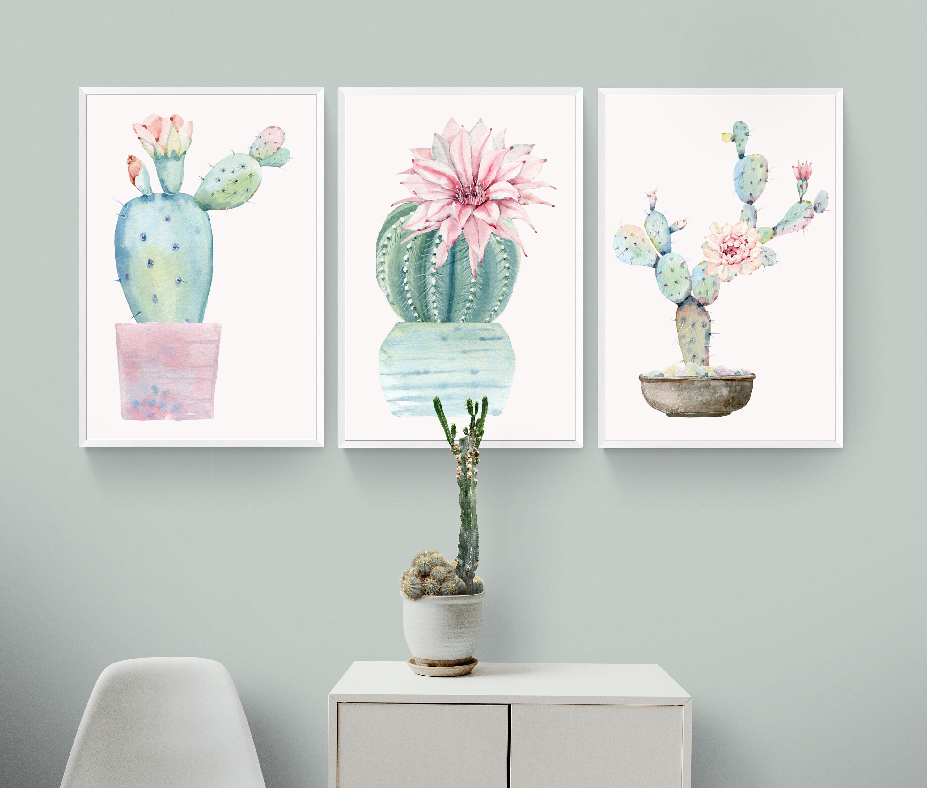 Framed Cactus Wall Art 3 Pièces Wall Art Cactus Wall Etsy France
