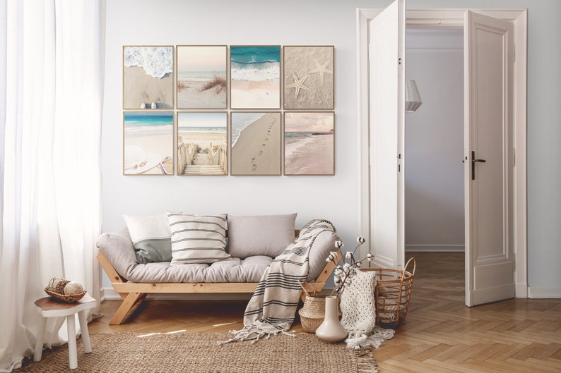 Beach Gallery Wall Ocean Wall Art Beach House Decor Boho Etsy
