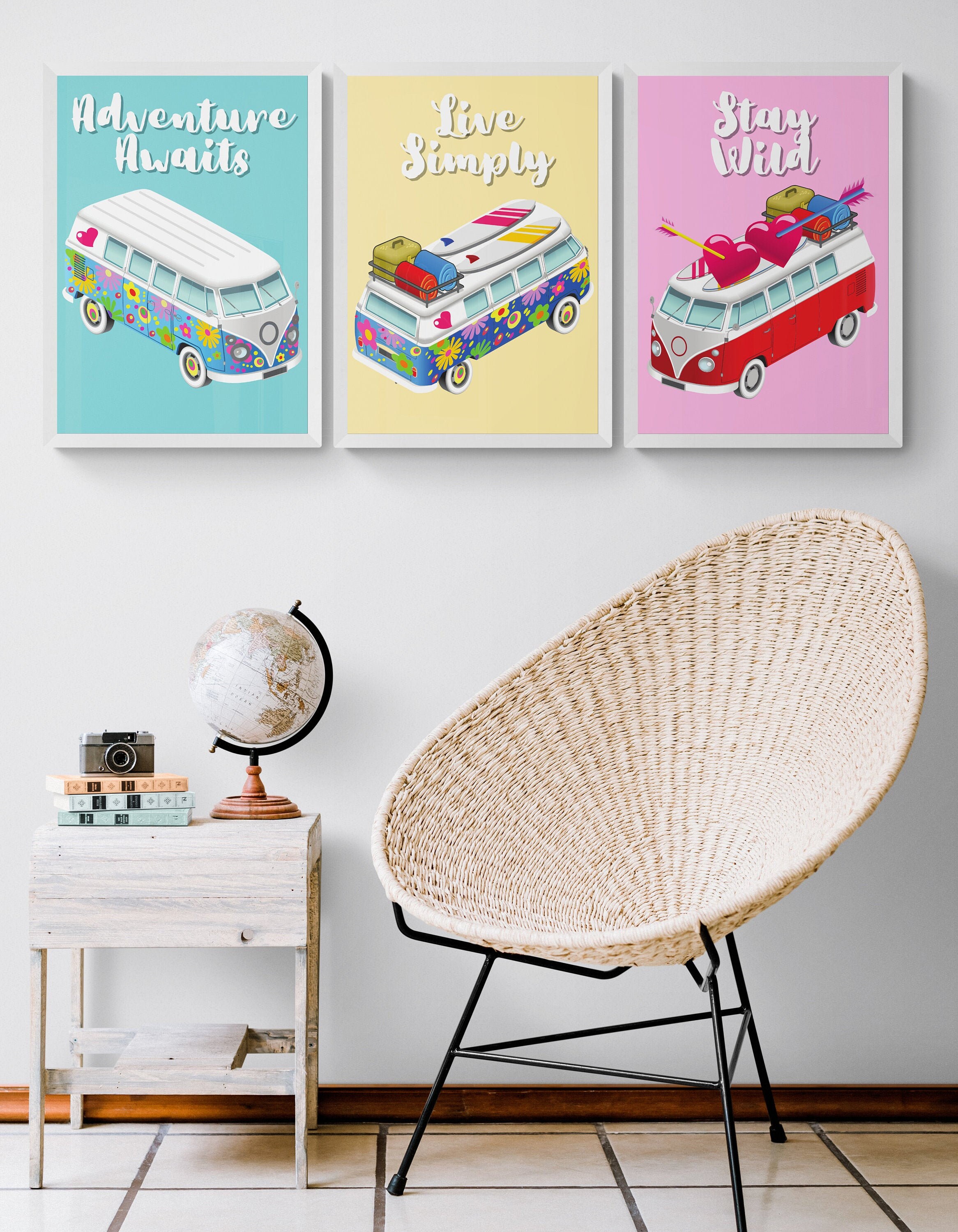 Volkswagen Print Surf Van Wall Art Van Life Wall Art Camper Etsy