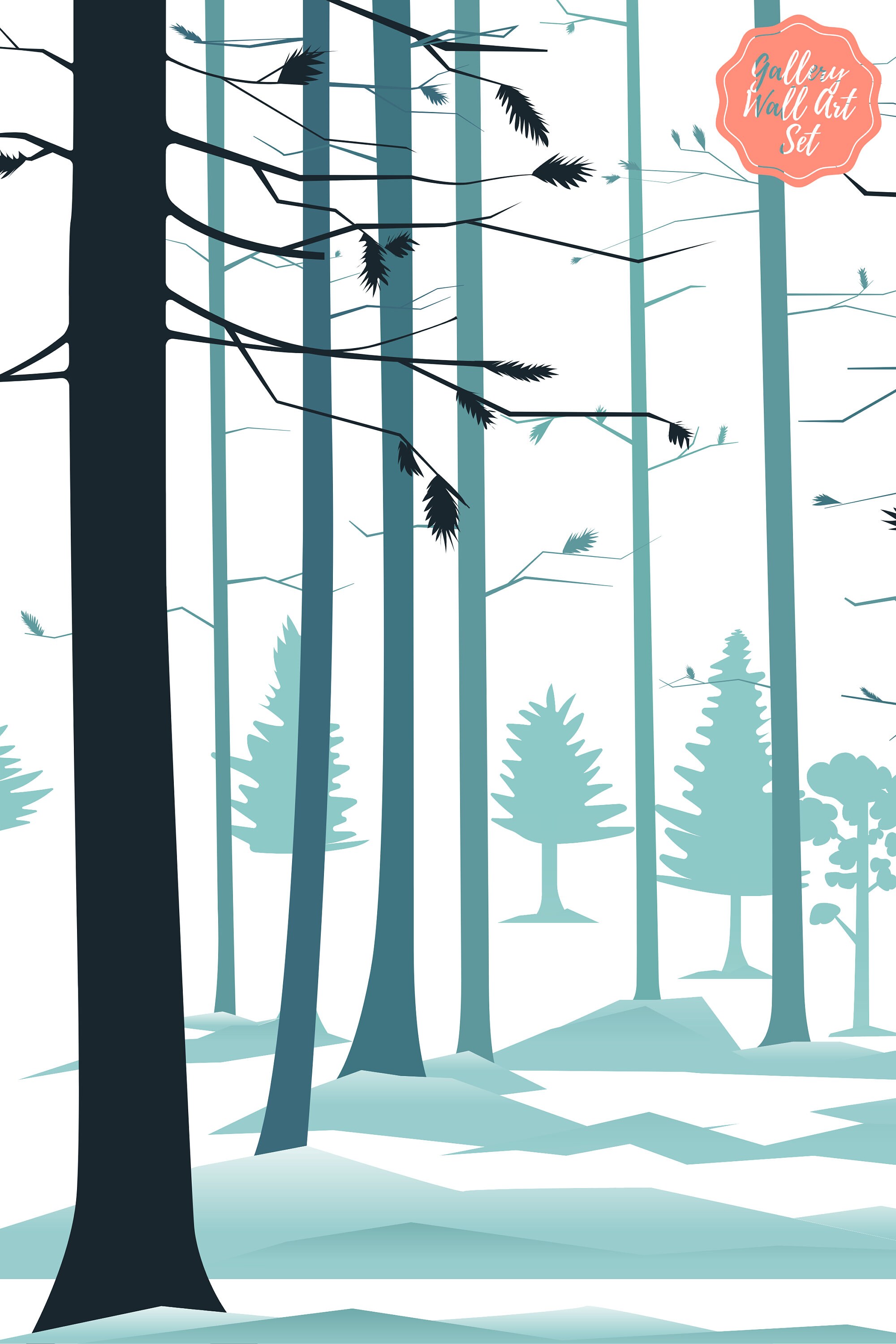 Forest Gallery Wall, Forest Print Set, Pine Forest Wall Art, Nature Art ...