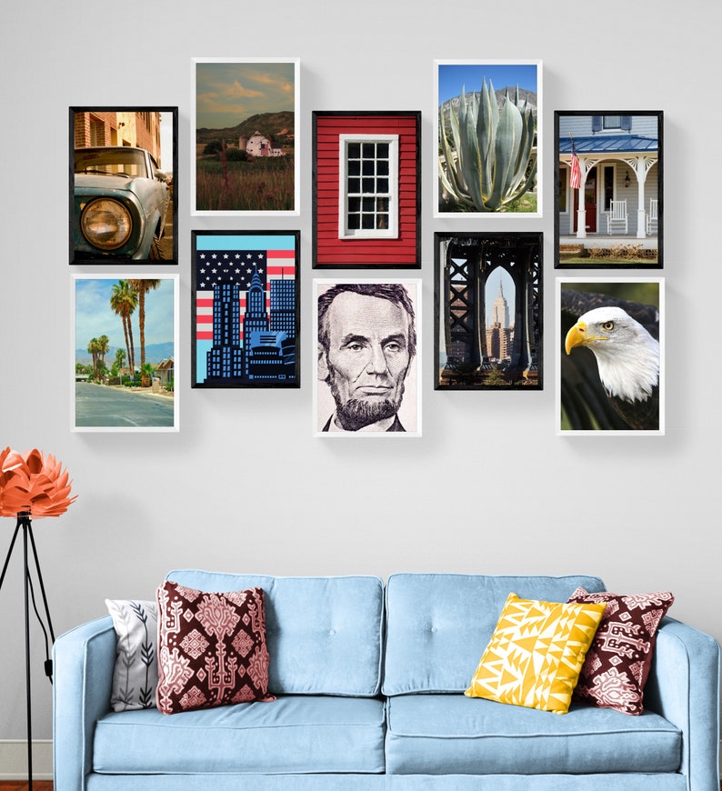Americana Wall Art American Gallery Wall Set Patriotic Wall Etsy