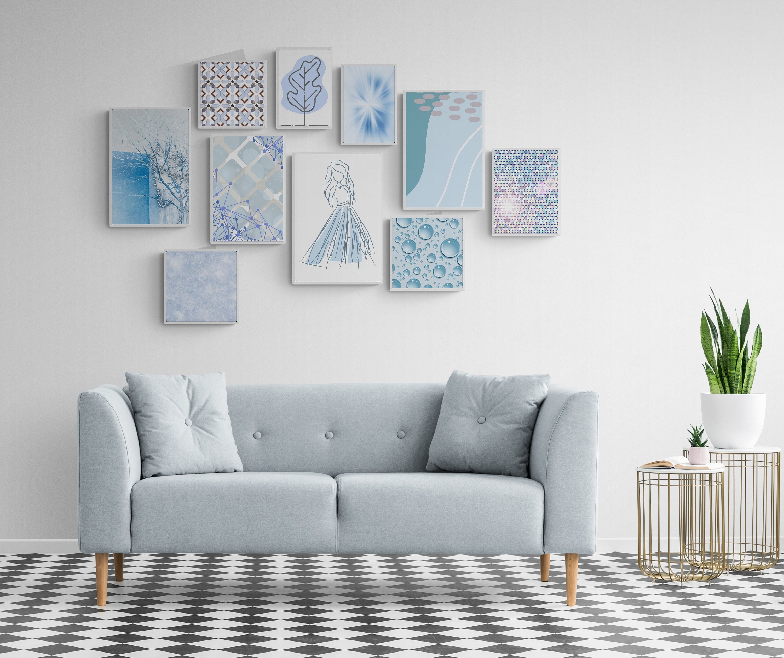 Blue Gallery Wall Set, Light Blue Wall Art, Blue Room Decor, Sky Blue ...