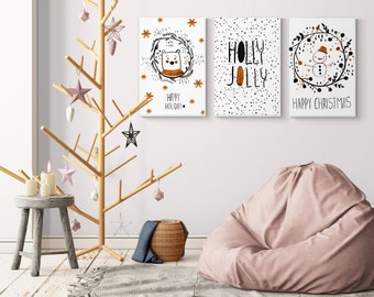 Christmas Nursery Wall Art Printables, Winter Season Art, Baby's 1st Christmas Prints, Christmas Print Set, Kids Christmas Decor