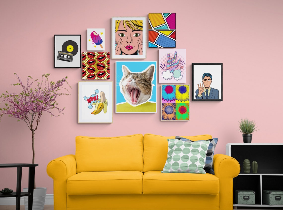 Pop Art Gallery Wall Modern Digital Download Wall Art Bright - Etsy